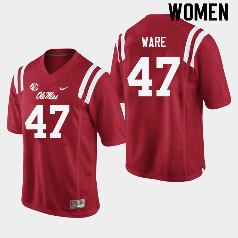 Matt Ware Ole Miss Rebels NCAA Women's Red #47 Stitched Limited College Football Jersey JOA2458LJ